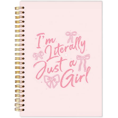 Coquette Pink Bow Notebook Journal, Aesthetic Notebooks for Women, Coquette Office Supplies,Pink Preppy I'm Literally Just a Girl Hardcover Spiral Notebooks, 5.5x8.3 Inch - color: Multiple Color-8