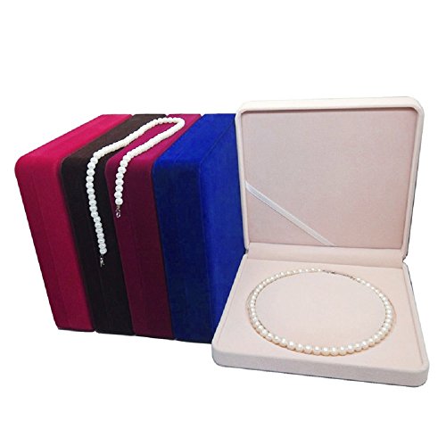 Jewelry Set Velvet Box Necklace Earring Ring Necklace Bracelet Gift Display Case Wedding Jewelry Storage Holder (Beige for Pearl Necklace) - color: Beige for Pearl Necklace