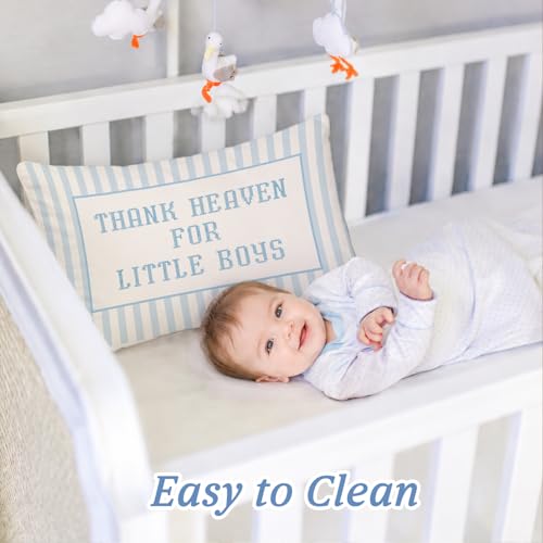 Blue Heaven for Little Boys 12x20 Pillow Cover Newborn Gifts - color: Thank Heaven for Little Boys-b-12x20