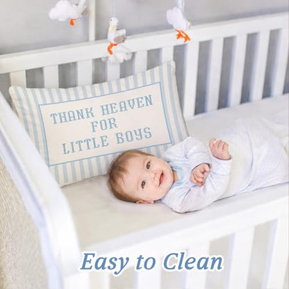 Blue Heaven for Little Boys 12x20 Pillow Cover Newborn Gifts - color: Thank Heaven for Little Boys-b-12x20