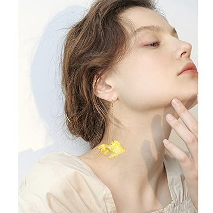 Funny Cute Long Transparent Resin Goldfish Dangle Drop Earrings Creative Chic Personalized Simulation Fish Earrings for Women Statement Jewelry Gifts - color: Yellow