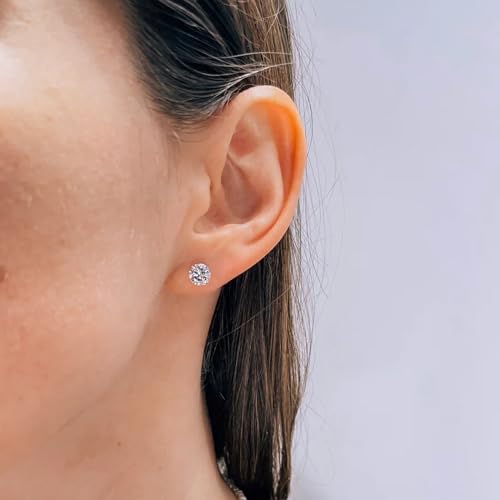 Titanium Earrings Push-in Threadless Flat Back Stud Earrings for Women Men, Cartilage Earring Hypoallergenic Cubic Zirconia Earrings Studs for Helix Tragus Piercing Jewelry - color: Gold-7mm