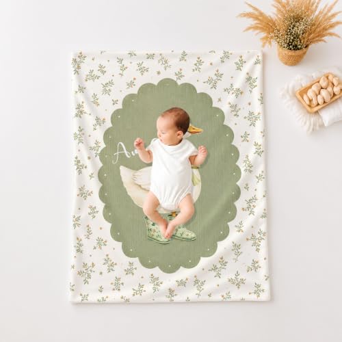 Personalized Goose Baby Blanket, Custom Name Nursery Throw Gift - color: #Ver1
