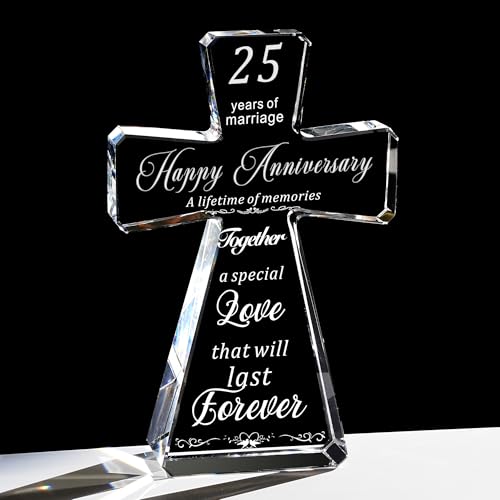 JOASURA 25th Wedding Anniversary Crystal Cross Gifts for Couple - style: 25th