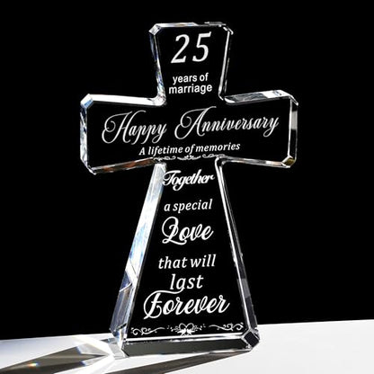 JOASURA 25th Wedding Anniversary Crystal Cross Gifts for Couple - style: 25th