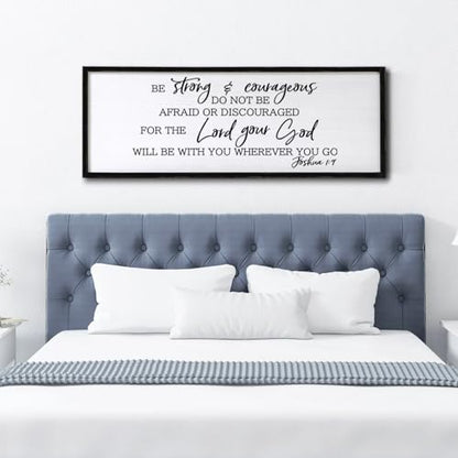 Foutcheou Be Strong And Courageous Sign Bible Verse Wall Art 40"×15" Black - color: Be Strong And Courageous Black, size: 40"L x 15"W