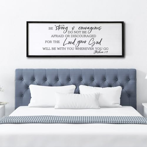 Foutcheou Be Strong And Courageous Sign Bible Verse Wall Art 40"×15" Black - color: Be Strong And Courageous Black, size: 40"L x 15"W