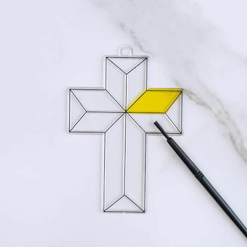 Winlyn 27 Set Cross Suncatchers Ornaments Decorations DIY Window Paint Art Craft Kits for Kids Sunday School VBS Christmas Easter Holiday Activities Party Favors