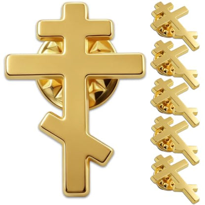 10/20/50/100Pcs Gold Plated Eastern Orthodox Cross Religious Pins Bulk