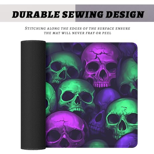 Neon Skull Gaming Mouse Pad Purple Green Gothic Halloween Skeleton Extended Keyboard Mouse Mat for Computer Office, Big Laptop Mouse pad, Gaming Pc 31.5x11.8 in - color: Neon Skull, size: 31.5L x 11.8W inches