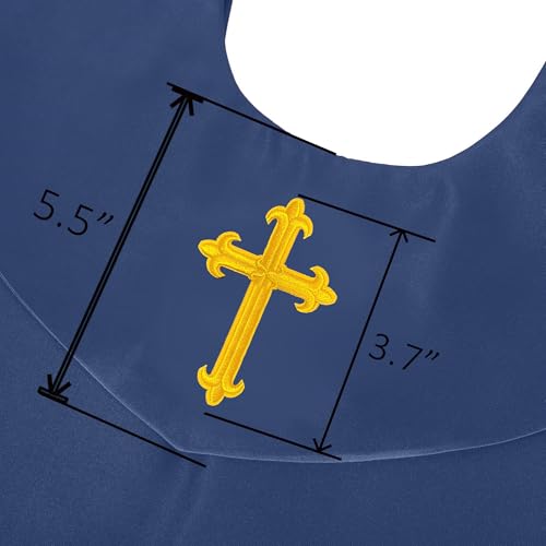 GradPlaza Unisex V Shape Church Choir Stole with Gold or White Embroidery Cross for Adults Church - color: Navy, style: Gpld Cross