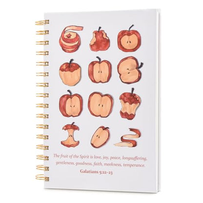 Bible Journal for Women Teens and Students, Galatians 5:22–23 Scripture Design for Prayer Bible Study School and Christian Gifts, White Hardcover Spiral Notebook, 5.7" x 8.3", 160 Pages - color: White