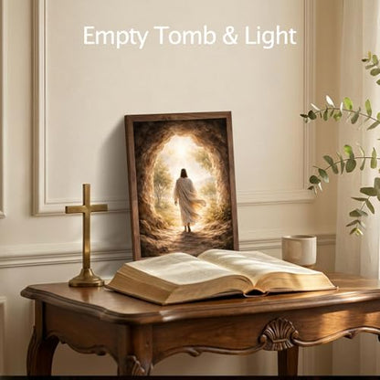 YYDESN He Is Risen Easter Wall Art Decor, Christian Resurrection Artwork, Empty Tomb Jesus Print, Religious Home Decoration, Faith Gift unframed (8x10) - size: 8x10