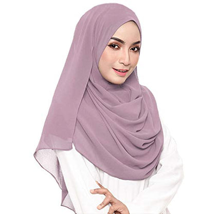 LMVERNA Solid Color Bubble Chiffon Scarf for Women Fashion Soft Hijab Long Scarfs Wrap Scarves - color: Dusty Pink