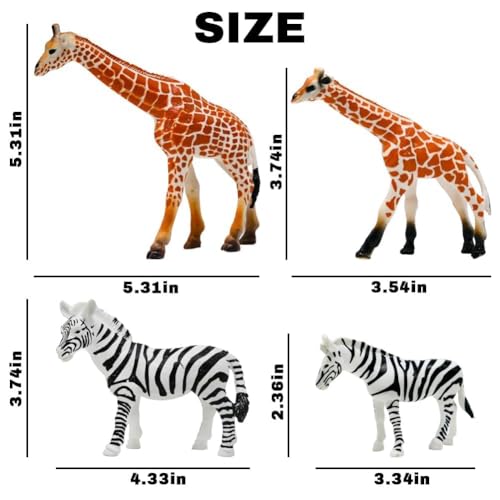 Kimicare 20PCS Safari Animals Figures Toys, Realistic Plastic Animals Figurines, African Zoo Wild Jungle Animals Playset with Elephant Giraffe Lion Tiger, Birthday Gifts for Kids Boys Girls