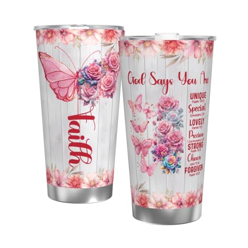 Christian Gifts for Women - Religious Gifts for Women - Birthday Gifts for Mom, Grandma, Sister, Friend, Coworker - Mothers Day Gifts - Inspirational Spiritual Catholic Gifts for Women - 20 Oz Tumbler - color: Straw Three-piece Set 3