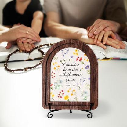 Consider How The Wildflowers Grow Wood Plaque Signs，Christian Desk Decor