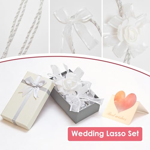 Lazo para Boda Set, Wedding Lasso Traditional Catholic Ceremony Cord with Lazo de Bodas para los Novios - color: White-2