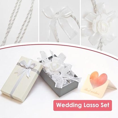 Lazo para Boda Set, Wedding Lasso Traditional Catholic Ceremony Cord with Lazo de Bodas para los Novios - color: White-2