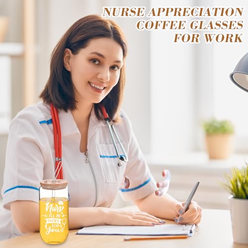 Tioncy 8 Pcs Employee Gifts 16oz Glass Cups Bamboo Lid Straw, Nurse - style: Nurse
