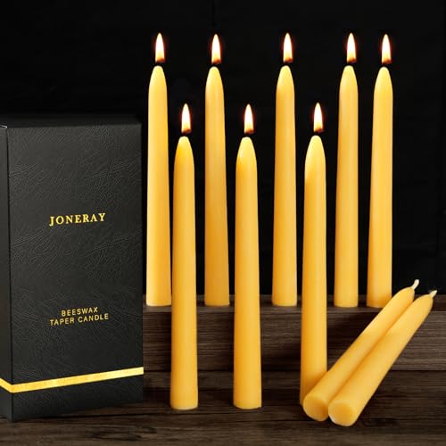 10 Pack Beeswax Taper Candles Bulk,8inch Natural Unscented Bees Wax Candles,Smokeless Dripless 6 Hour Long Burn Time Beeswax Candle Sticks for Home Decor,Holiday Gifts (Yellow) - color: Yellow, size: 8in-10pack