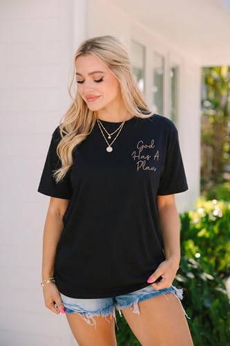 Christian Shirts for Women God is Good Shirt Oversized Jesus Faith Tshirt - color: B-black, size: Medium