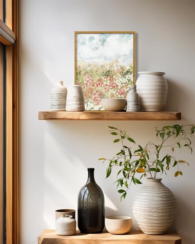 KBKBART Framed Country Wildflower Canvas Wall Art Spring Flower Prints - color: Spring Flower, size: 24"L x 16"W