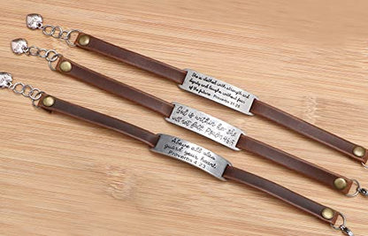 Yiyang Christian Gifts Leather Bracelet for Women Inspirational Faith Bible Verse Religious Jewelry Christmas Birthday Baptism Gift for Women - style: I loved you at your darkest Romans 5:8