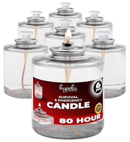 Hyoola 80 Hour Liquid Paraffin Long Burning Candles - 6 Pack - Survival and Emergency Candles - size: 6 Pack