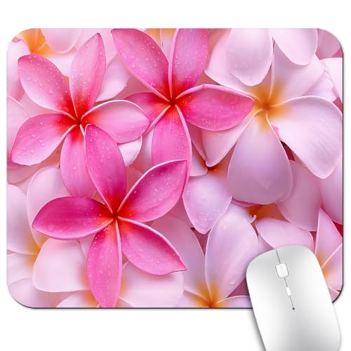 Tropical Flowers Bliss Mouse Pad, Hot Pink Exotic Hawaii Floral Desk Mat - color: Cute Colorful Art Rec20