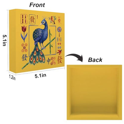 Mahjong Bird Bam Desk Sign Wooden Box Sign Table Decoration Yellow - color: yellow 1482