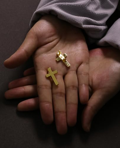 Cottvott Holy Spirit Enamel Dove Lapel Pins/Holy Chalice Pins Catholic Crucifix Jesus Cross Lapel Pins Religious Brooches Women Men Christian Party Favors - color: 10pcs-cross-gold color