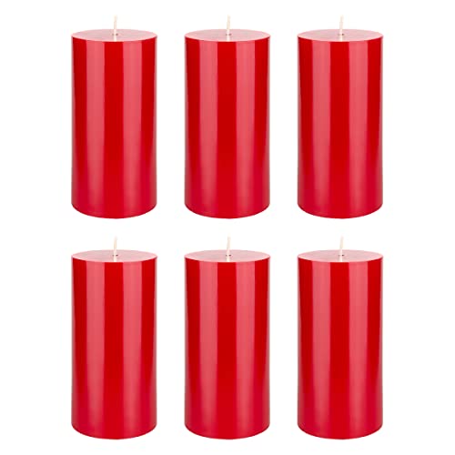 Mega Candles 6 pcs Unscented Solid Red Pillar Candles, Hand Poured Premium Wax Candle 3 Inch x 6 Inch, Home Décor, Spas, Weddings, Occasions, Party, Centerpieces, Holidays, Vigils, Prayers - color: Red, size: 6 Pieces