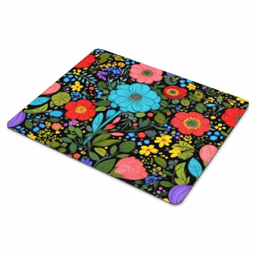 SSOIU Bright Flower Pattern Print Mouse pad, Colorful Summer Plants and Florals Pattern Customized Rectangle Non-Slip Rubber Mouse pad 9.5 X 7.9 Inch (240mmX200mmX3mm) - color: SS10