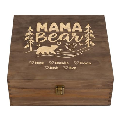 Personalized Mama Bear Memory Box, Engraved Gift for Mom or Grandma - style: 19. Mama Bear Designs