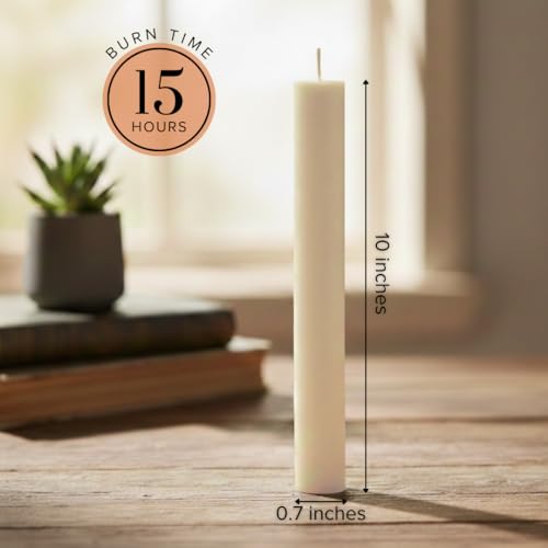 Simply Soson Ivory Taper Candles 10 Inch Flat Top, Unscented, 8 Pack - color: Ivory, style: Flat Top