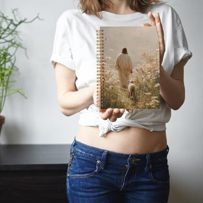 Christian Jesus and Lamb Spiral Notebook Journal, The Lost Lamb Religious Spiral Notebook Journal for Note Taking, Christian Faith Based Gifts, 5.5x8.3 Inch - color: Christian Jesus and Lamb