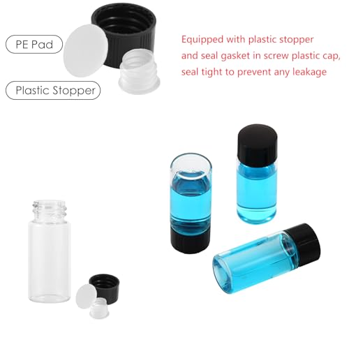 12PCS 10ml Clear Glass Small Vials with Screw Caps & Plastic Stoppers - size: 10ml