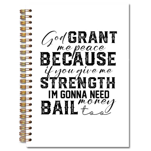 JINYO Funny Christian Notebook for Women Men, God Grant Me Peace Bible Journal, Religious Prayer Journal for Woman, Church Notes Notebook, Scripture Spiral Notebooks 5.5x8.3 Inch - color: white God Grant Me Notebook