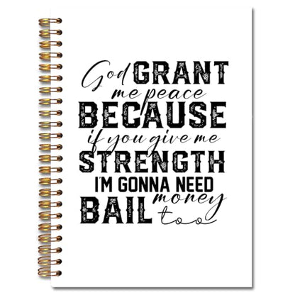 JINYO Funny Christian Notebook for Women Men, God Grant Me Peace Bible Journal, Religious Prayer Journal for Woman, Church Notes Notebook, Scripture Spiral Notebooks 5.5x8.3 Inch - color: white God Grant Me Notebook