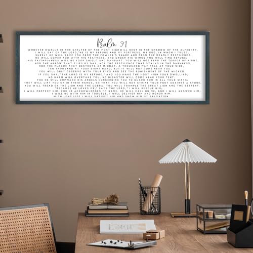 FZMHASLWW Psalm 91 Wall Art 32"×12" Black - color: Psalm 91 (Black), size: 32"L x 12"W