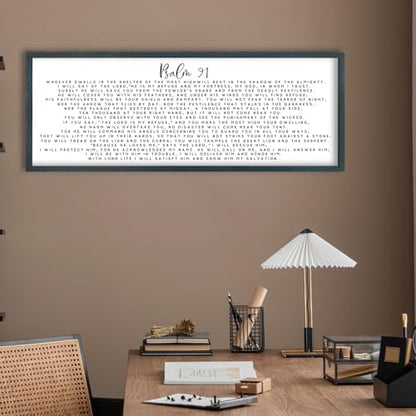 FZMHASLWW Psalm 91 Wall Art 32"×12" Black - color: Psalm 91 (Black), size: 32"L x 12"W