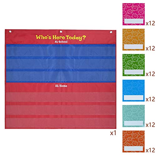 A/R Classroom Attendance Chart, Who is Here Today - Helping Hands Pocket Chart for Classroom,Classroom Organization Teacher Accessories for Preschool Sunday School Kindergarten Daycare