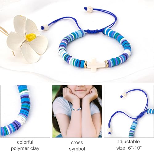 Cute Cross Bracelet Teen Girl Gifts Trendy Stuff Christian Gifts for Kids/Girls/Boys/Teens/Women Jewelry Colorful Jesus Bracelets Christmas Religious Communion Baptism Confirmation Gifts - color: 2-Always Remember C
