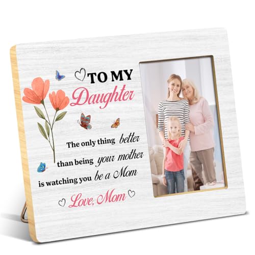 JioJio Chan Daughter Pregnancy Gifts from Mom Picture Frame - 4 x 6 Inch Photo -New Mom Gift For Daughter Engagement - color: white05
