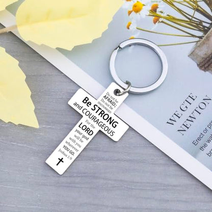 Cross Keychain for Men Women Jesus Keychain Christian Key chain Bible Verse Accessories Scripture Religious - color: Silver