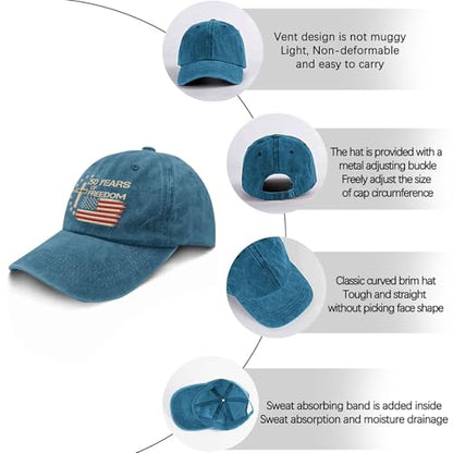 US 250th Anniversary Hat, Patriotic Embroidered Cap, 1776-2026 Freedom Celebration, 250 Years American History Gift Patriots - color: Us 250 Years Freedoms 1776-2026 250th Birthdaycyan1