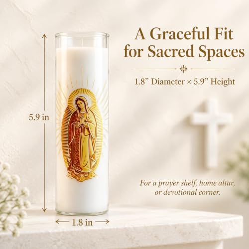 Guadalupe Beeswax Pillar Candle, 68Hr Burn, 1 Pack, White - color: White