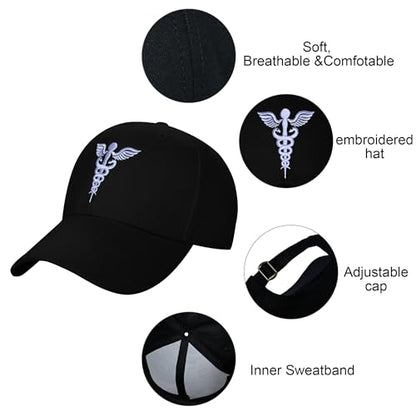 Embroidered Baseball Cap for Women Men Adjustable Baseball Hat Black Baseball Cap Trucker Hat - color: Medical