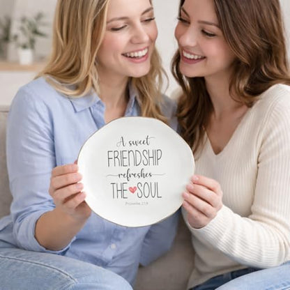 A Sweet Friendship Refreshes The Soul Ring Dish – Gifts for Women, Ceramic Jewelry Tray for Birthday, Bridesmaid, BFF, Inspirational Trinket Holder - color: A Sweet Friendship Refreshes The Soul